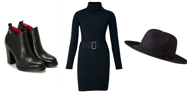 Tinuta cu rochie tricotata neagra